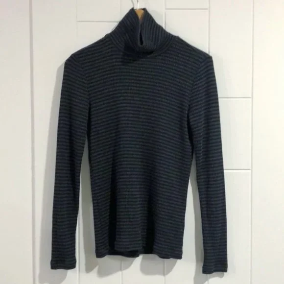 Uniqlo Sweaters Uniqlo Striped Ribbed Stretch Mockneck Top